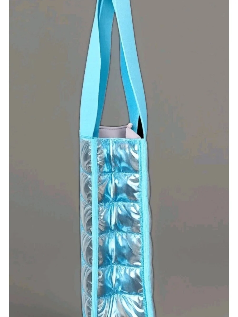 Very Rare Marc Jacobs Blue/Teal Silver Quilted Tote Lunch Bag NWOT - Picture 3 of 7